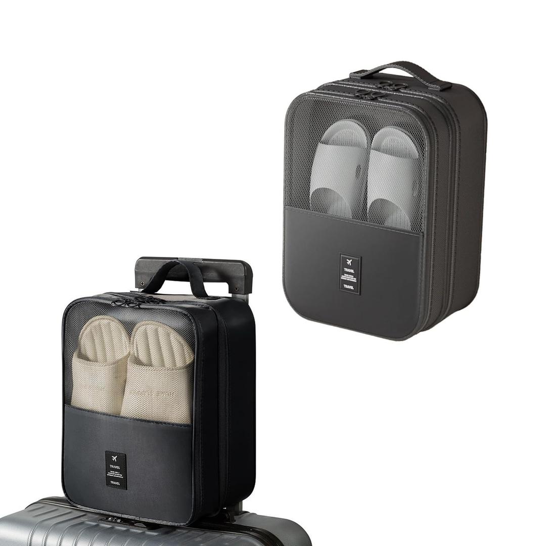 Resdenio 2 Pack Shoe Bags for Travel - Holds 3 Pair of Shoes, Portable Shoes Storage Bag Organizer, Travel Luggage Shoe Organizer for Women and Teenager (Black)