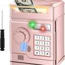 Kids Piggy Bank, Money Saving Cash Coin Electronic Piggy Bank Toys for Ages 3-8, Rose Gold