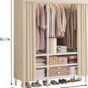 Portable Closet with Cover 43.3"x17.7"x65.7" Wardrobe Closet Pale Yellow