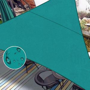 LOVE STORY Waterproof 10'x10'x14' Triangle Turquoise Blue Sun Shade Sail Cannoy UV Resistant for Outdoor Patio Garden Backyard (We Make Custom Size)