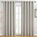 NICETOWN Room Darkening Natural Curtains & Drapes for Living Room - Thermal Insulated Solid Grommet Sound Reducing Privacy Window Treatments for Bedroom, 2 Panels, W66 x L84