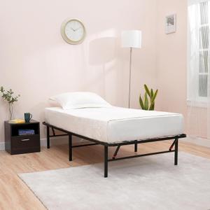 Amazon Basics Bed Frame with Storage, Foldable Metal Platform, Sturdy Steel, No Box Spring Needed, 14-inch High, Tool-Free Setup, Twin Size, Black