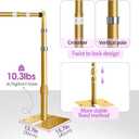8.5x10 Pipe and Drape Stand Kit, Heavy Duty Backdrop Stand Adjustable, Sturdy Metal Back Drop Decoration Frame with Flat Base for Parties, Flower Wall, Wedding, Event,Trade Shows, Photo Shoot- Gold