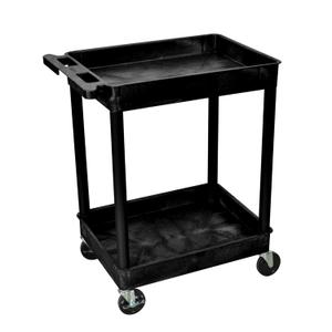 Luxor 2 Shelf Rolling Utility Cart w/ Heavy Duty Casters - Black