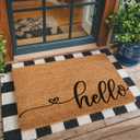 Funny The Entrance Way Outside Personalized Rug with Heavy-Duty Non Slip Outdoor Coconut Coir Doormat Pets Lover Gift 23.6 x 15.7 inch (Hello Cursive Script)