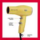 REVLON Compact Hair Dryer | 1875W Lightweight Design, Perfect for Travel, (Yellow), Plastic