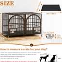 Dosker 42 inch Heavy Duty Metal Dog Crate Cage with Divider for 2 Dogs/Large Dog,All Metal Open Top Escape Proof Cage,Dog Kennel Indoor with Wheels,Floor Grid,Tray,Feeding Bowl