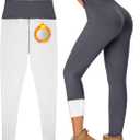 Women's Fleece Lined Leggings Weather Thick Thermal Warm Winter Tights Butt Lift High Waist Tummy Control Yoga Pants (Gray, S)