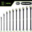 Der Erwachte Extra Long Ratchet Wrench Set, 10 Piece Bendable and Fixed Offset Head, Double-ended Torx Wrench, Metric 8-19mm, 72 Teeth Chrome Vanadium Steel Black Electroscopic Coating with Roll Bag