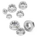 1/4-20 Serrated Flange Hex Lock Nuts, SpzcdZa 50pcs 304 Stainless Steel Serrated Metric Hex Flange Lock Nuts,Bright Finish