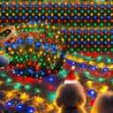 HYH Christmas Net Lights Outdoor 360 LED 12FTx5FT Multicolored Christmas Bush Mesh Lights Connectable Waterproof String Light 8 Modes for Decorations Indoor Xmas Tree Bushes Garden Decor Party