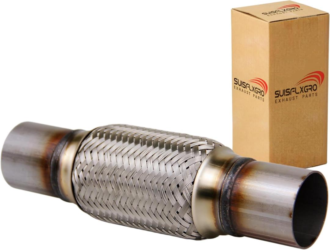 Exhaust Flex Pipe Universal Type 100% Stainless Steel For Heavy Duty and Cars (1 PC, 2X6X10)