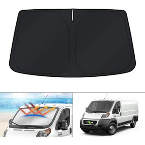 KUST Windshield Sun Shade for 2014-2025 2026 Dodge RAM ProMaster Accessories Full Size Cargo Van Chassis Cab Cutaway Window Van Sunshade Foldable Sun Visor Protector Blocks UV Rays Keep Car Cooler