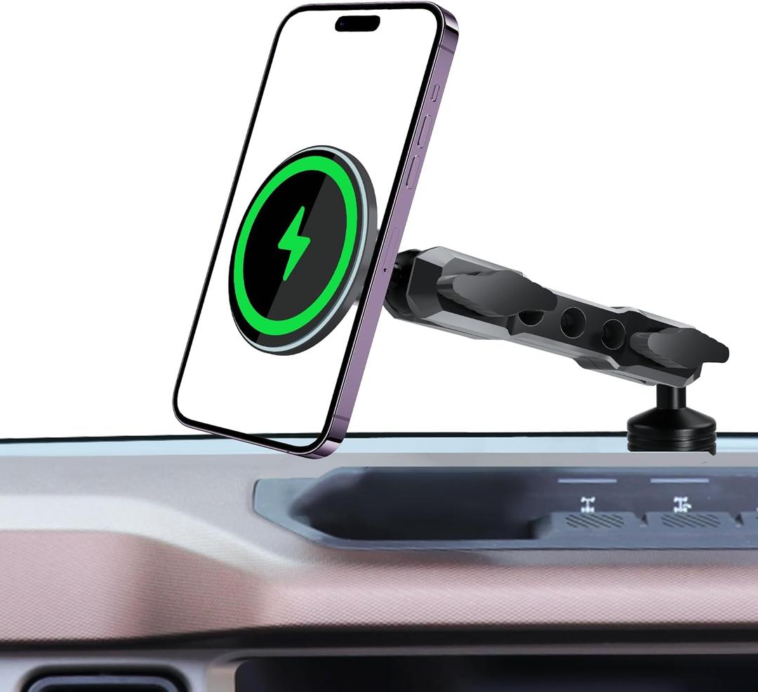 Phone Mount Holder for Ford Bronco 2021 2022 2023 2024 2025 2026 2/4 Door,Magnetic Wireless Charging,Magsafe Charger for Ford Bronco, for Ford Bronco Accessory with 5-Foot Cable (Not for Bronco Sport)