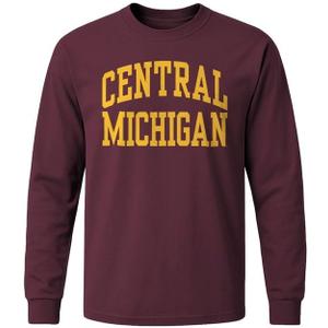 Barnesmith Cotton Long Sleeve T-Shirt with Classic Logo, Adult Unisex (Medium, Central Michigan Chippewas - Maroon)