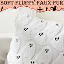 Tegeme Set of 2 Halloween Pillow Covers 18x18 Inch Ghost Throw Pillow Cases Soft Plush Couch Cushion Case for Chair Sofa Bedroom Living Room Home Decor(White)
