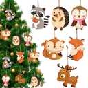 36 Pieces Forest Animal Wooden Ornaments Christmas Animal Wood Hanging Ornaments Woodland Animals Christmas Tree Decorations with Hanging Rope for Christmas Home DIY Crafts Party Supplies, 6 Styles
