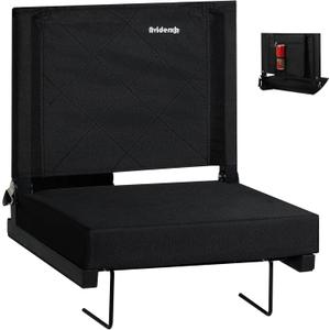 Stadium Seats with Back Support and Storage Wide Portable Bleacher Chair Padded Cushion Seat, Large Black