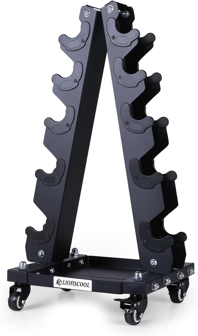 LIONSCOOL Premium Solid Steel Dumbbell Rack Stand Only, A-Frame Portable Weight Storage Organizer with Optional Tray and Wheels, Perfect for Home Gym Fitness Storage (200LBS/300LBS/700LBS Weight Capacity)