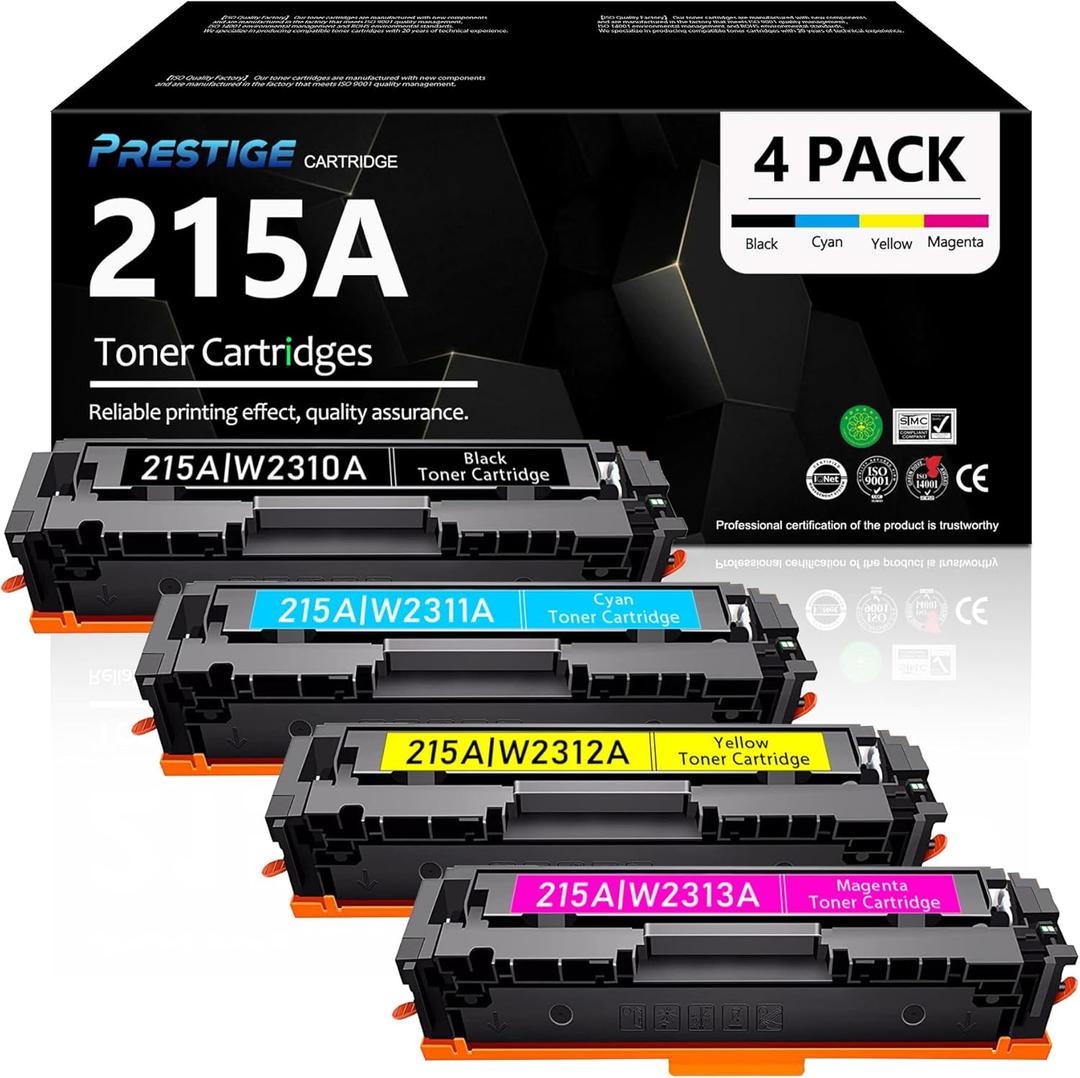 215A Toner Cartridge Replacement for HP 215A Toner Cartridges 4 Pack, Work with HP Color Laserjet Pro MFP M183fw; M182n; M182nw; M155a; M155nw Printers (with Chip, BK/C/M/Y)