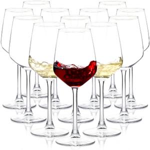 Wine Glasses Set of 12, 12oz Clear Red/White Wine Cup, Long Stem Wine Glasses for Party, Wedding and Home