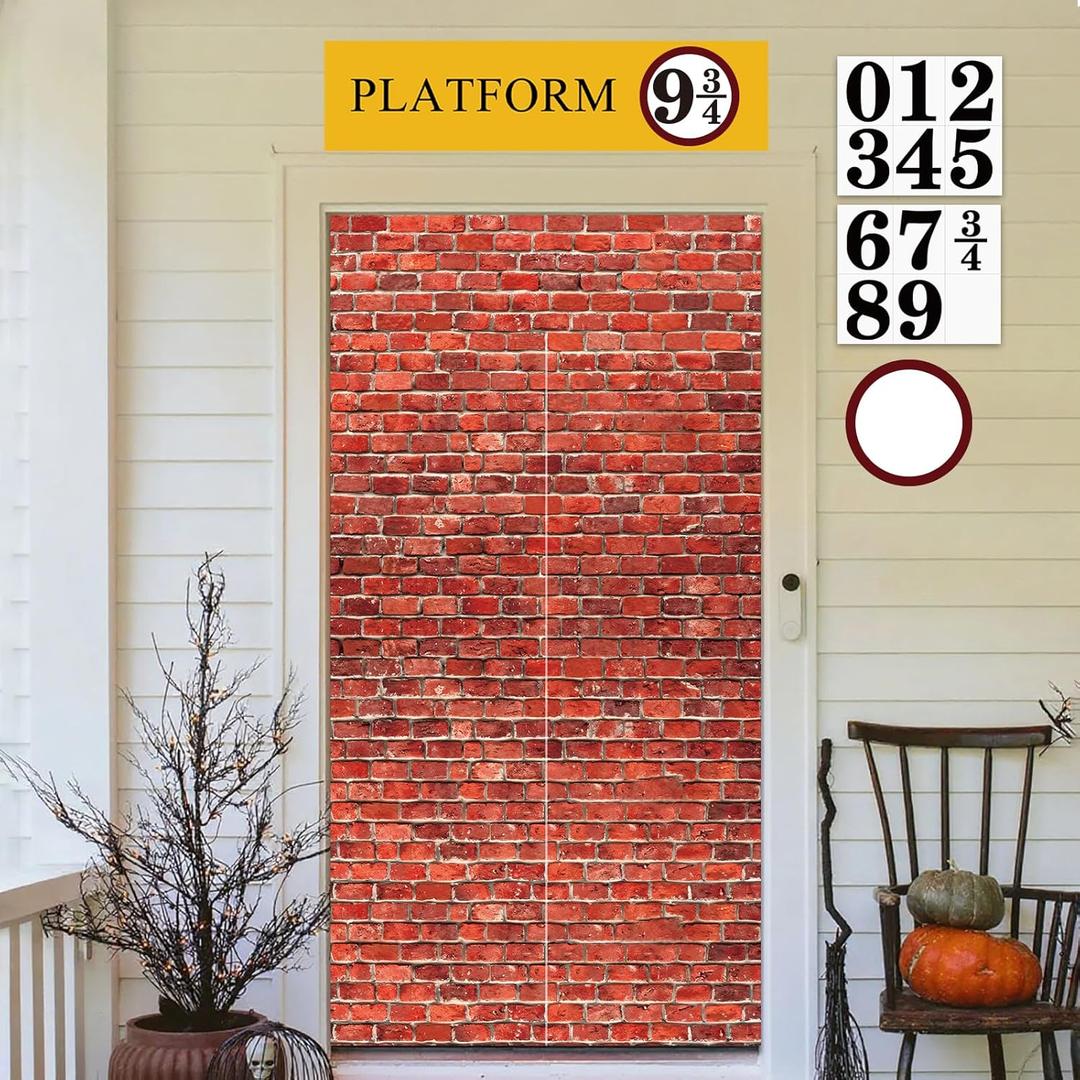 Red Brick Wall Backdrop Wall Decorations Halloween Christmas Wizard Magic Birthday Themed Party Decorations Holiday Party Supplies Outdoor Indoor Photo Props