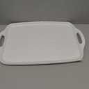 TP Large Serving Trays with Handles, 19" x 12" Melamine Serving Platters for Food, Turkey, Set of 2 Rectangular Trays for Party, Pure White