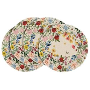 Artoid Mode Vintage Floral Spring Round Placemats Set of 4, 14 Inch Seasonal Holiday Round Table Mats for Party Kitchen Dining Decoration