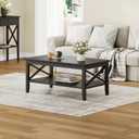 ChooChoo Oxford Coffee Table with Thicker Legs, Black Wood Coffee Table with Storage for Living Room, 40 Inches