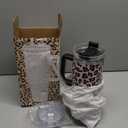 40 oz Tumbler with Handle and Straw, 100% Leak-Proof Travel Mug, Stainless Steel Double Wall Vacuum Insulated Coffee Cup Keeps Cold For 34 Hours, Cheetah