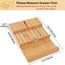 Utoplike In-drawer Knife Block Bamboo Kitchen Knife Drawer Organizer Large, handle Steak knife Holder without Knives, Fit for 16 Knife and 1 Sharpening Steel (Knives & Sharpening Not Included)
