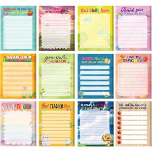 Pajean 12 Pcs End of Year Teacher Gifts Teacher Appreciation Notepad Gift Sets Lined Notepads to Do List Memo Notepads for Graduation Present Colored Cute Sticky Paper Notes Supplies(Elegant Style)