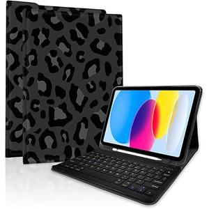 TopPerfekt for iPad Air 11inch M2 2024/M3 2025 case with 7Color Backlights Bluetooth Keyboard,Pro 11 (4th,3rd,2nd,1st Gen 2022/2021/2020/2018) for Air 4/5th 2020/2022 10.9"Leopard BlackGrey