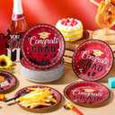 SiliFine 100 Pcs 2026 Graduation Cake Dessert Paper Plates Grad Decoration 7 Inch Small Disposable Plates Bulk Dinnerware for Congrats Grad Party Favors Supplies(Red and Gold)