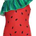 uideazone Girls One Piece Swimsuit with Cover Up Wrap Skirt Set Cool Printed Two Piece Bathing Suit 6-12T (8-9 Years, Butterfly)