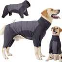 Dotoner Dog Sweater Warm Fleece Pullover Winter Sweatshirt with Turtleneck Leash Opening Waterproof Back Four Leg Cozy Clothes for Dogs (Grey) S