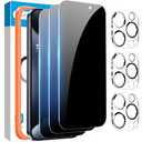 Fotbor [3+3 Pack for iPhone 15 Pro MaxPrivacy Screen Protector & Camera Lens Protector,Privacy 15 Pro Max,Anti Spy Private Tempered Glass Easy Installation Kit 6.7 Inch Accessories,Black (D-1)