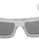 Futuristic Rectangle Sunglasses, Frosted White Frame, Gray Lenses (Transparent)