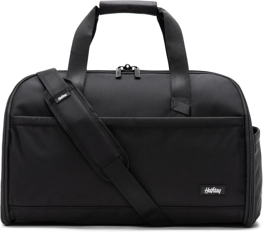 Halfday Convertible 2-in-1 Premium Garment Duffel Weekender Bag 40L | Wrinkle-Free Travel, Hanging Suit Compartment, Shoe Pockets, Trolley Sleeve. Balistic Nylon Carry-On, Jet