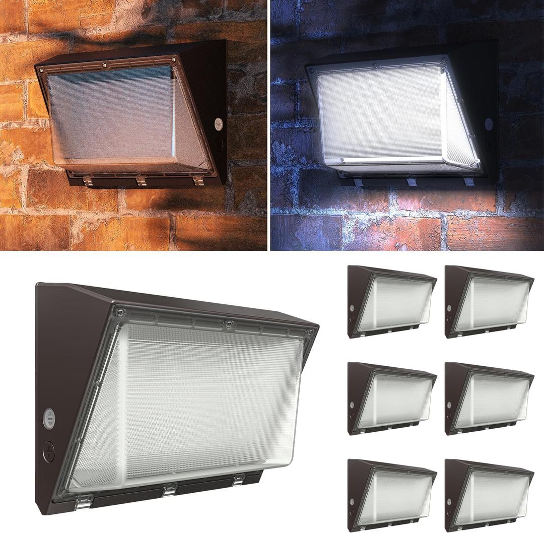 Sunco 6 Pack LED Wall Pack Lights, Dusk to Dawn, 120W, Dimmable
