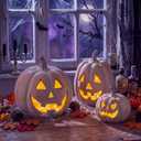 Fuutreo 3 Pcs Resin Halloween Pumpkin Decor Jack O' Lantern Outdoor Decor