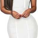 Hybrid & Company Women's Elegance V Neck Stretch Chic Bandage Dress (Small, Drbd132-white)
