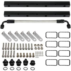 BHB 6AN Billet Fuel Rail Kit Compatible With LS LS1 LS2 LS3 LS6 Stock Intake Manifold 6AN with Hardware