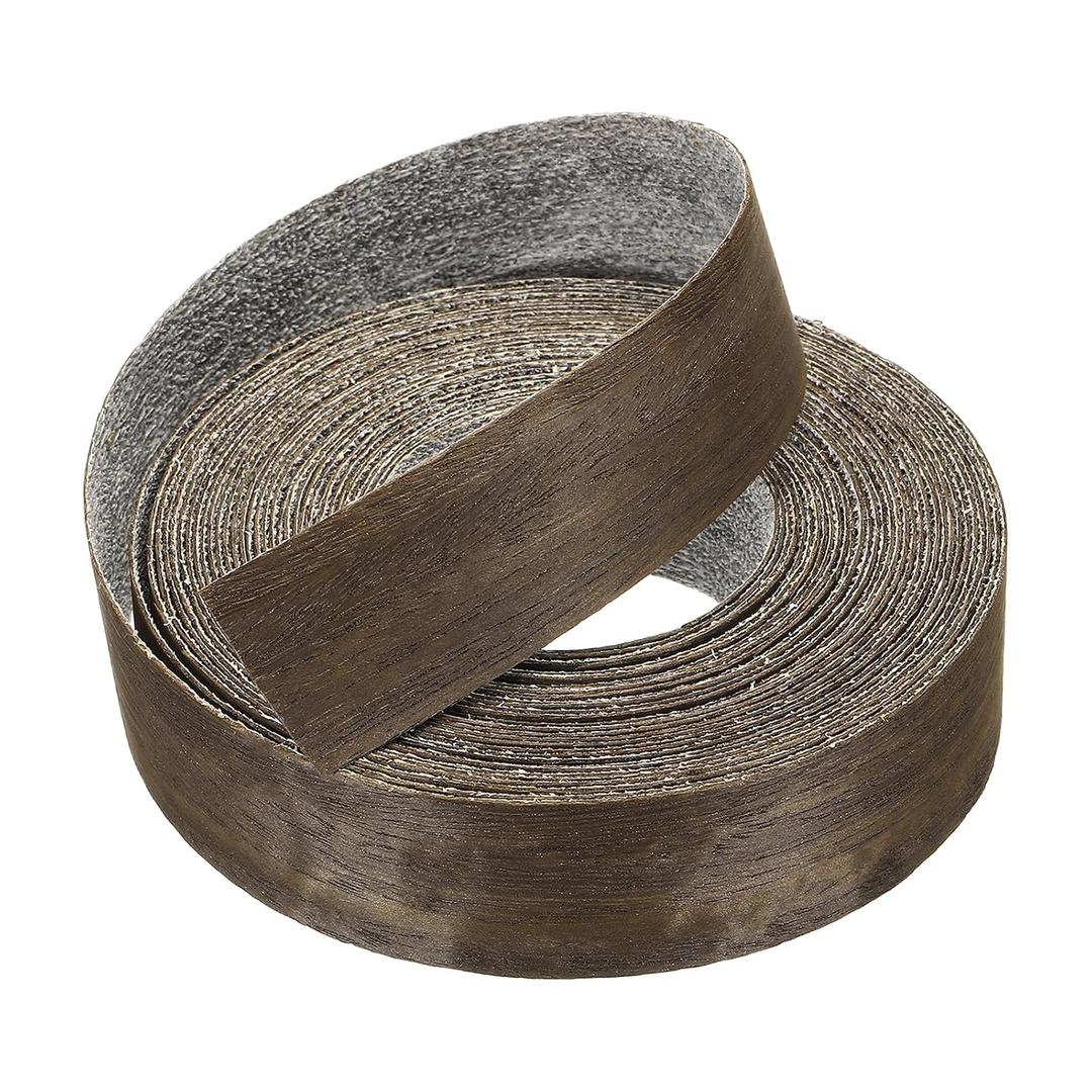 uxcell 1" x 25 ft Wood Edge Banding, Pre-Glued Iron On Edging Strip, Plywood Wood Grain Repair Tape for Cabinet Repair, Furniture Restoration, Handicraft DIY, Dark Walnut