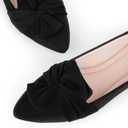 MUSSHOE Women's Flats Dressy Pointed Toe Comfortable Bowknot Ballet Flats Shoes (7, Black White)