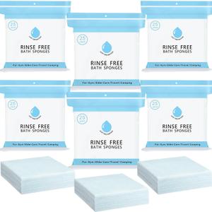 VitalCozy 100 Pcs Rinse Free Bathing Wipes Bulk Sponges Bath Wipes All in 1 Shower Rinse Free Bath Sponges Wash Cloths for Campers, Hikers, Adults, Elderly