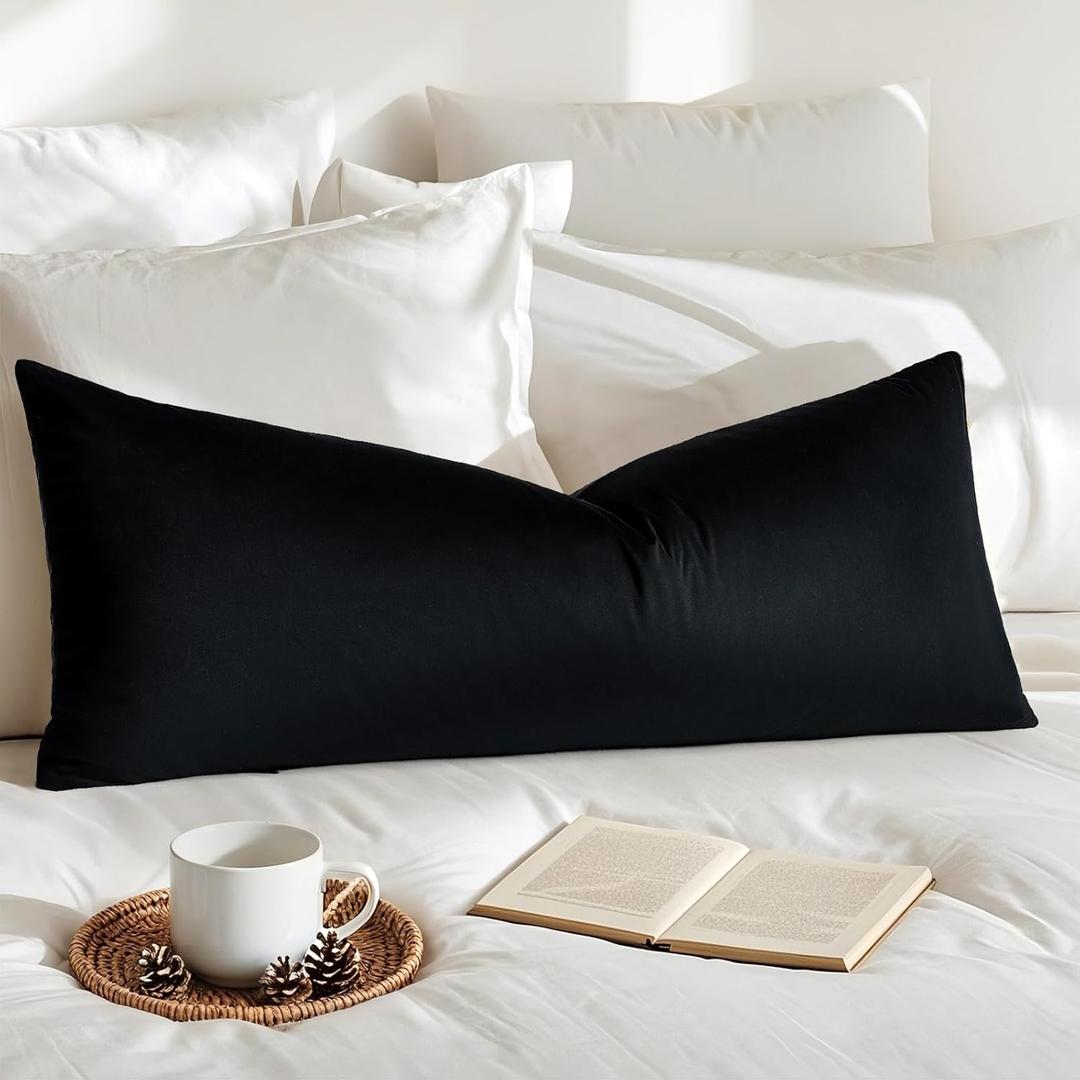 Artscope Luxury Velvet Lumbar Pillow Cover Super Soft Decorative Rectangle Throw Pillow Covers Case Cushion Covers for Sofa Couch Bedroom Car Decor 14x36 Inch Black