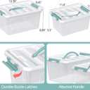 Plastic Storage Bins with Lids, 2 Pack Mixed Sizes (7 Qt, 14 Qt) Clear Box with White Lid, Stackable Organizer Boxes with Latches for Closet, Pantry, Bathroom, Office