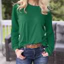 Aifer Womens Long Sleeve Shirts Crew Neck Casual Tops Fashion Loose Fit Trendy Tunic Outfits Clothes (M)