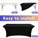 Nasitos 6 Pack Spandex Table Covers 4ft-Open Back Table Cloth, Stretch Fabric Spandex Trade Show Table Covers for 4 Foot Tables Washable, Wrinkle Resistant Table Protector for Craft Show, Party (Black)